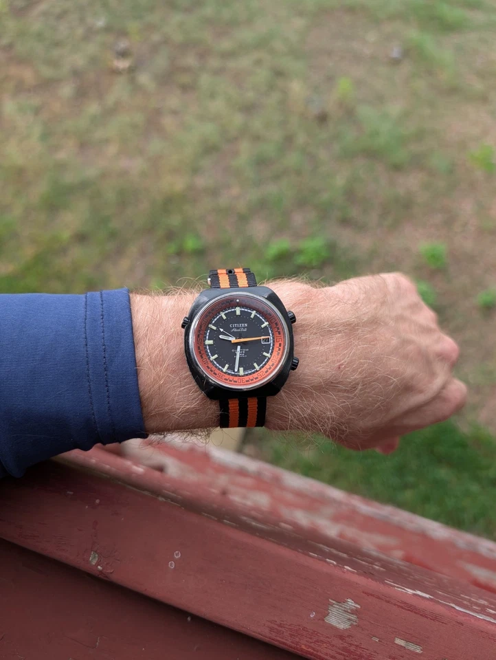 RARE Citizen Alarm Date V2 Custom Para Water 63-7019 Manual Wind 21J 42mm - Image 2 of 4