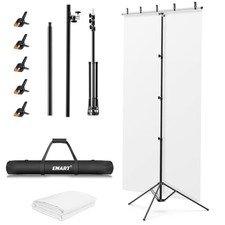 EMART 5  10ft White Photo Backdrop Stand Kit with T-Shape Stand 5x10ft