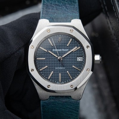 Audemars Piguet Royal Oak SERVICED 14800ST Blue Tapisserie Dial Steel 36mm Watch