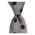 LUIGI BORRELLI NAPOLI Mens 100% Silk Necktie ITALY Luxury Geometric Gray/Red NWT