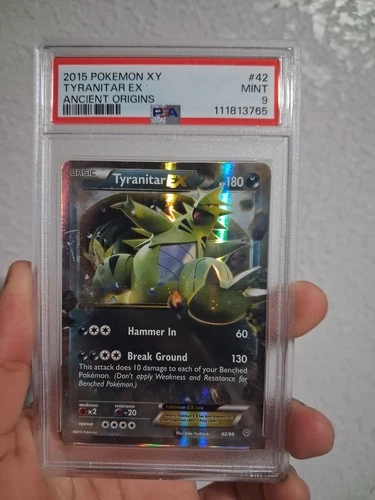2015 POKEMON XY ANCIENT ORIGINS #42 TYRANITAR EX PSA 9