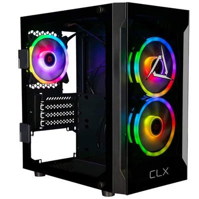 CLX Karnak Micro Tower Black, Tempered Glass, Includes 3 RGB Fans, no PSU, MATX