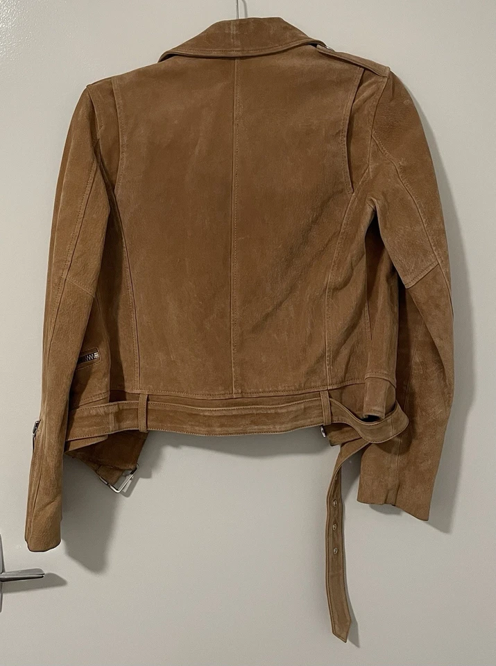 Ena Pelly New Yorker Biker Suede Leather Jacket Camel Size XS - image 2 of 4