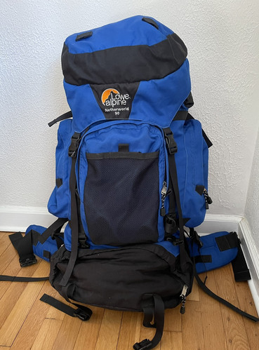 Lowe Alpine Netherworld 90 Liter Internal Frame Backpack Blue Hiking Camping 5’