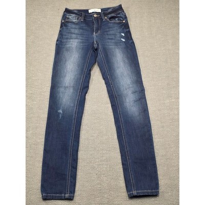 KanCan Dark Wash Skinny Jeans Distressed Mid Rise KC7209D Size 3/25 Mens