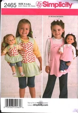 2465 UNCUT Simplicity Sewing Pattern Girls Apron 18" Matching Doll UNCUT OOP Sew