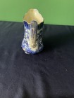 Antique Flow Blue Milk Pitcher With Floral Pattern And Gold Gilt Trim — photo 4
