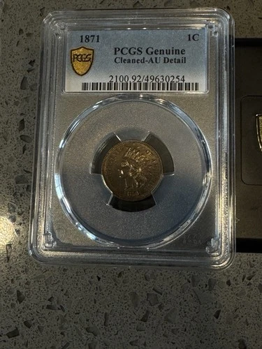 1871 indian head penny cent Cleaned AU Details