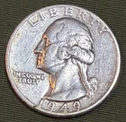 USA - 1949-P Silver Washington Quarter - Semi-Key Date - FREE SHIP