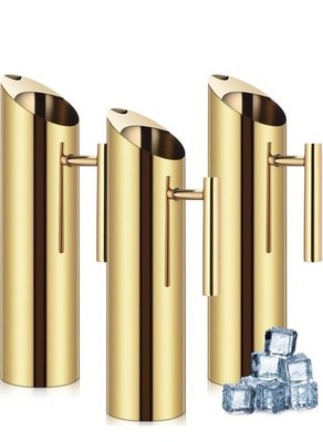 3 Pack 70oz/2l Stainless Steel Water Pitcher Modern Metal Pitcher with Ice Guard