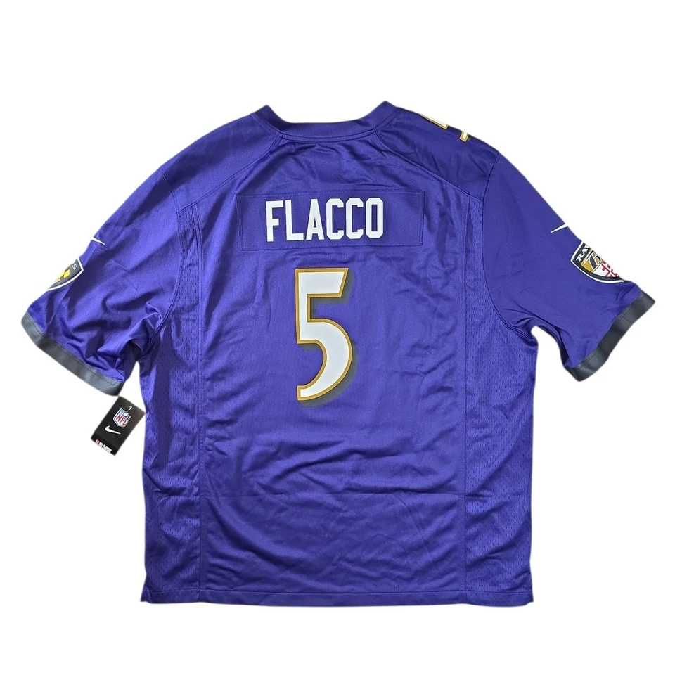 Nike NFL Ravens Joe Flacco #5 Jersey Men’s XXL Purple On Field Football Top Foto 3 de 4