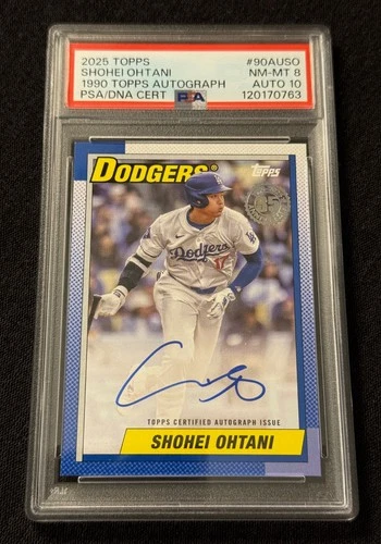 SHOHEI OHTANI 2025 TOPPS 1990 AUTOGRAPH AUTO PSA 8 10 LA DODGERS MLB