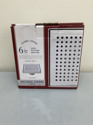 B&K 6'' in Chrome Finish Square Model Channel Drains Stainless Steel Drain