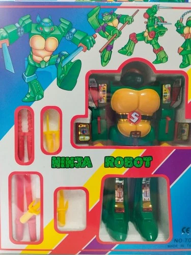 Vintage Ninja Robot Turtle Bootleg Action Figure Blister 80s Unlicensed TMNT