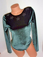 Victoria's Secret green velvet plunge teddy bodysuit glittery stars small