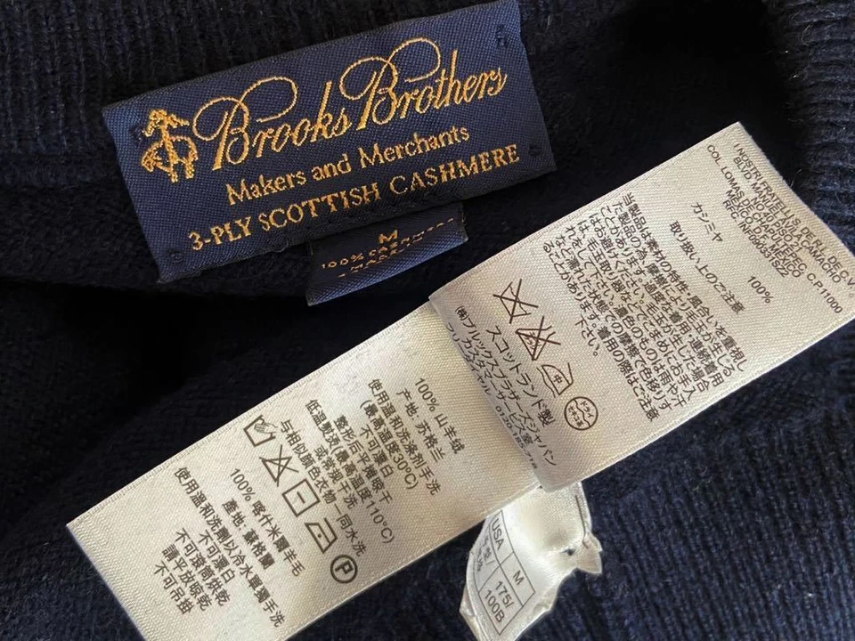 Made in Scotland Brooks Brothers 尺寸 M 100% 羊绒 V 领套头衫  — 第 4/4 张图片