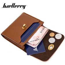 Leather Coin Purse Minimalist Leather 2-Layer Credit Card Case Mini Wallet Women