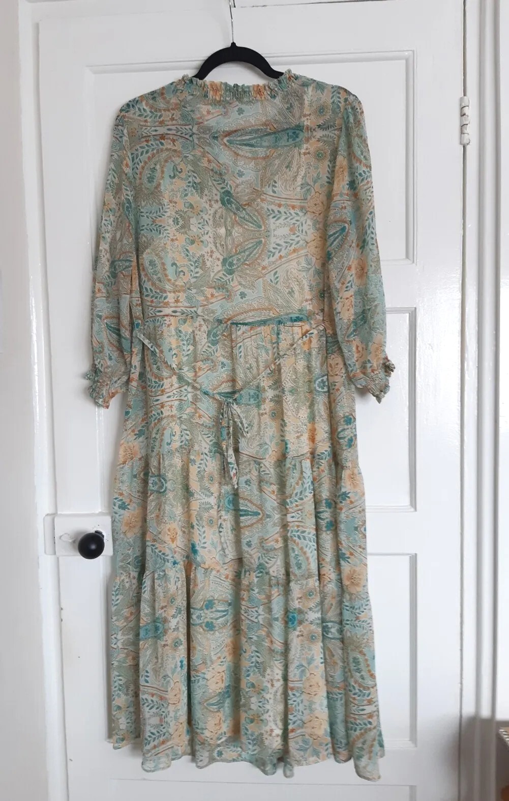 Nutmeg Blue Orange Paisley Floral Floaty Dress Size 14 eBay