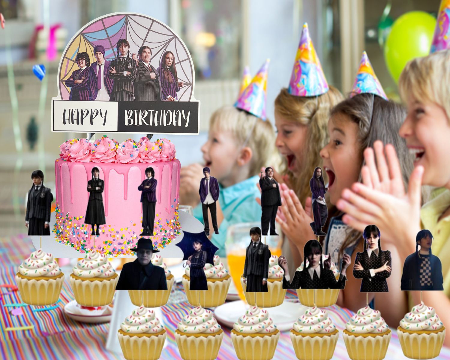 Colorful Cupcake Cake Topper for Birthday Party Decorations and Favors-image