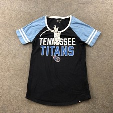 Tennessee Titans Shirt Womens Small Blue Short Sleeve Spell Out NFL Lace Ladies