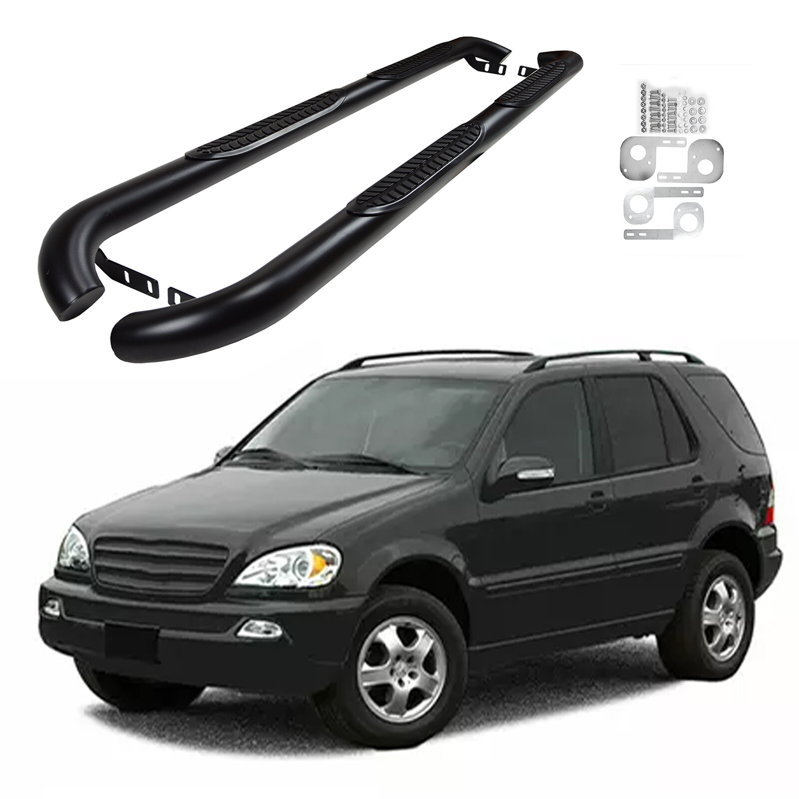 Marche-pieds latéraux Mercedes W163 noir tube bas caisse