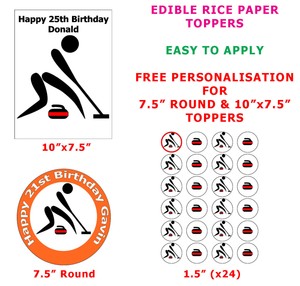 Personalised Curling Sport Rink Birthday Cake Cupcake Toppers On Rice Paper Ebay