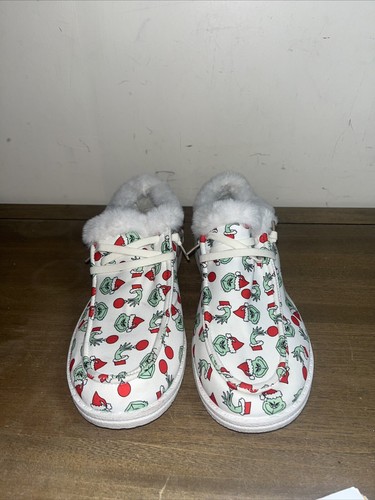 Dr. Seuss Grinch W/ Santa Hat Slippers Fleece Lined US 8-8.5 - Picture 2 of 14