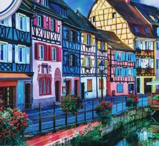 ROW OF HOUSES Rainbow Multi Color River 300 Pieces BOXLESS Jigsaw Puzzle NEW