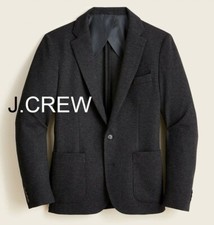 JCREW blazer dark grey jacket casual charcoal Large L 40 suit wool knit cardigan