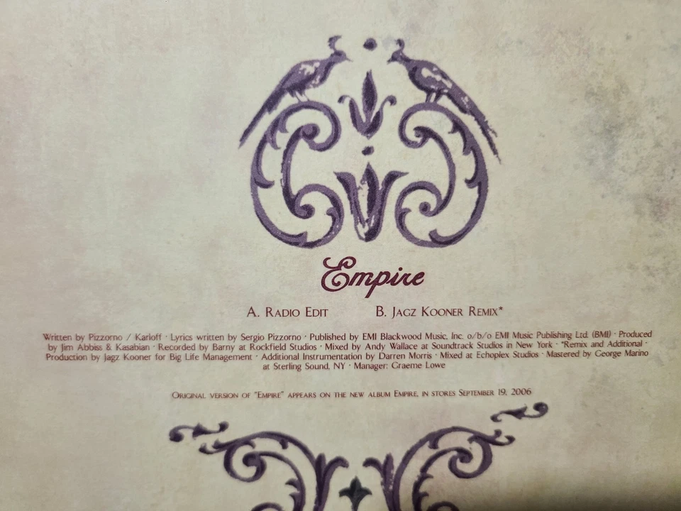 KASABIAN--Empire--10" Vinyl Single--Radio Edit, Jacz Kooner Remix--RCA Promo  Foto 3 de 4