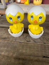 Vintage Cermaic Duck Chicken Spring Decor Baby Chick With Shell Hatching 4+ Inch