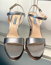 Prada Milano 1X822I Silver Leather Madras Mordore Stiletto Heel shoe