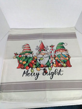 Christmas Pillow Covers 18" x 18" Set of 4 NWOT Gnomes, Stockings, Sled  Trees