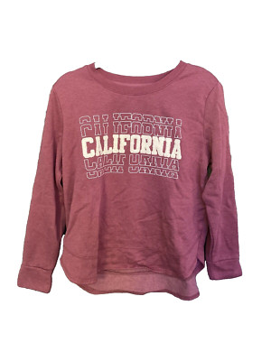 State of Mind California Graphic Long Sleeve Tee Mauve Tulip Hem Women s M