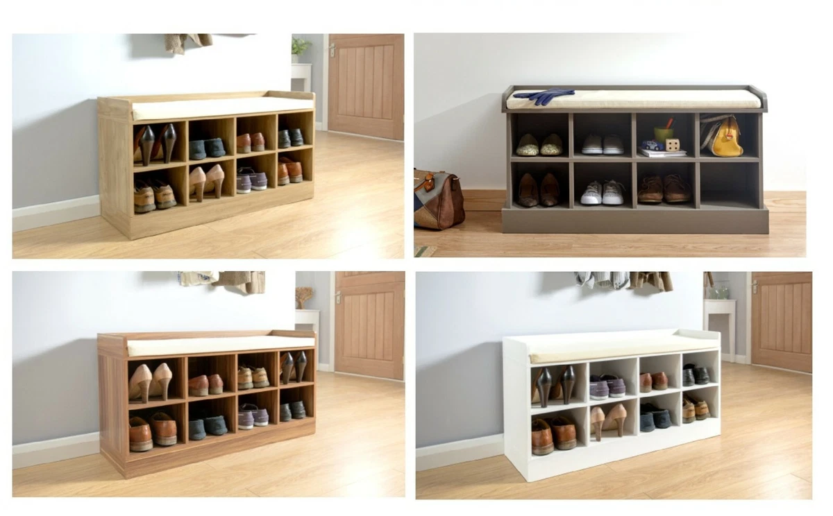 Shoe Bench Hallway Kempton Shoe Storage Rack In 3 Colors Oak Grey White