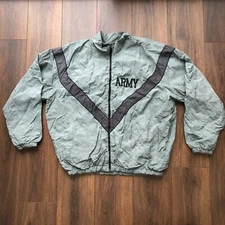 JWOD Skilcraft Gray Army Jacket Windbreaker Sz Large Regular Reflective Stripes