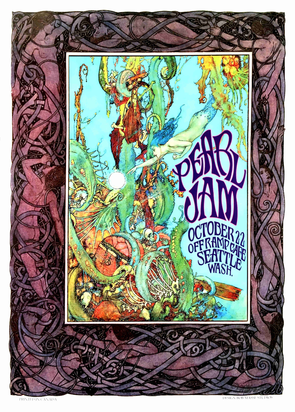 Pearl Jam Fan Poster Honors 1st Show Off Ramp Cafe Seattle '90 Signed Bob Masse