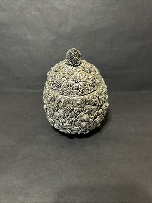 Vintage Laminato Stilarte AG Daisy Silver Trinket Jewelry Box Made
