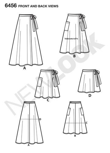 NEW LOOK 6456 MISSES' EASY WRAP SKIRTS IN 4 LENGTHS Sewing pattern Sizes 6 - 18 - Picture 7 of 7