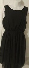  Rare London Black Cocktail Midi Tail Dress Size 6 