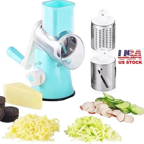 3-in-1 Rotary Vegetable Cutter Fruit Slicer Manual Food Grater for Kitchen