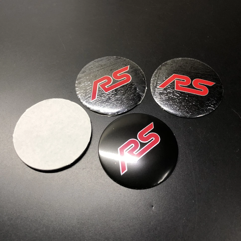 Tapacubos centrales de rueda de coche insignia VIP modificada RS Racing rojo 4 piezas emblemas adhesivos Foto 4 de 4