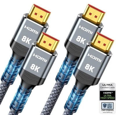 Highwings 10K 8K HDMI 2.1 Cable 2-Pack 6.6FT, Certified 48Gbps Ultra High Speed