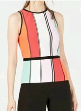 Bar lll Top Retro Sleeveless Size Large Multiple Color Squares Euc