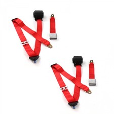Chevy Chevelle 1964 - 1967 Airplane 3pt Red Retract Bucket Seat Belt Kit-2 Belts