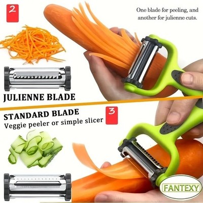 3 in 1 Rotary Peeler Vegetable Fruit Slicer Multifunction Julienne Grater Cutter