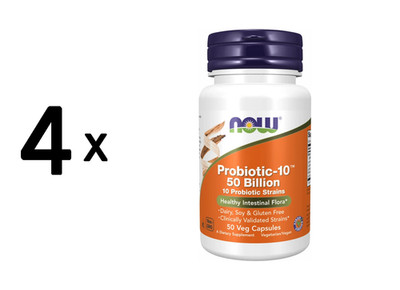 4 x Now Foods Probiotic-10  50 Billion (50) (749,95 EUR/kg)