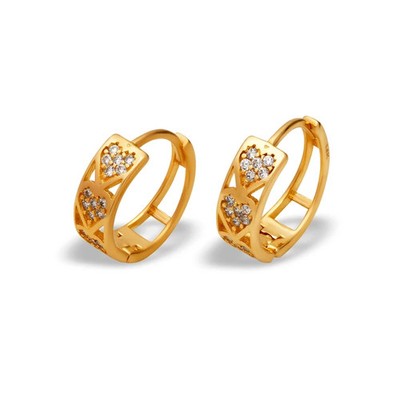 14K Gelb- oder Weißgold Ohrringe funkelnde Akzente Herz Huggies Creolen 4,5x14mm