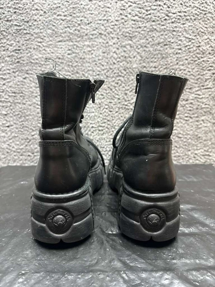 New Rock M-Newmili083-S37 Lace-Up Platform Boots Black Womens Size 42 EU - Image 3 of 4