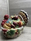 Beautiful Fitz & Floyd Country Gourmet Turkey Shape Covered Vegetable Bowl w/Box